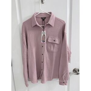Buffalo Womens Waffle Knit Button Down Shirt Shacket Dusty Rose S